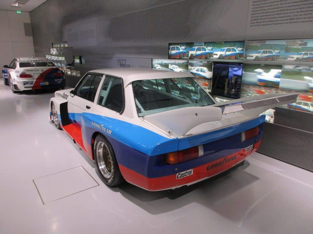 BMW E21 Group 5 race car in museum display