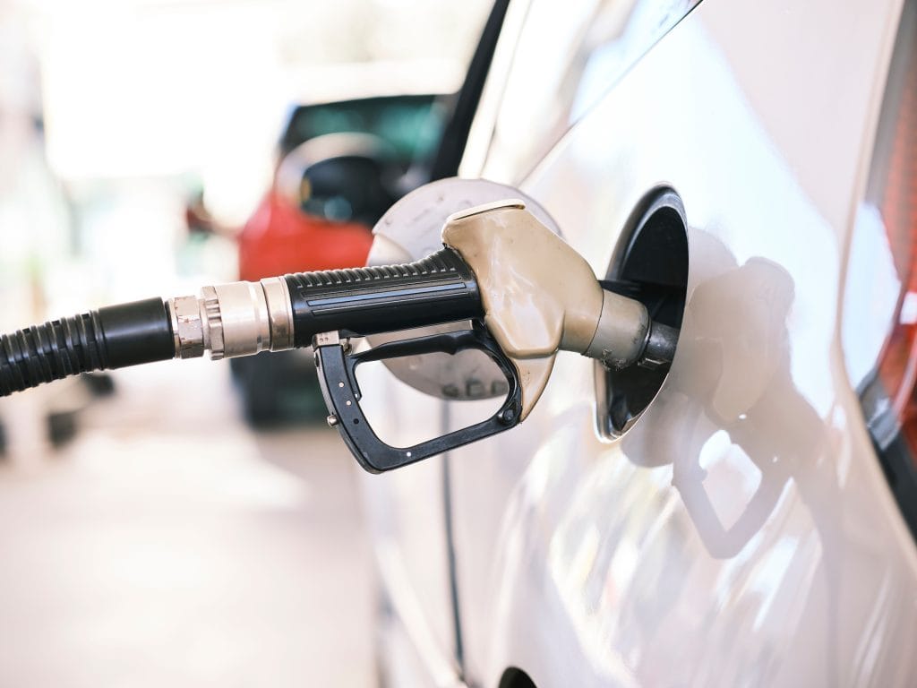 Filling up at a gas station